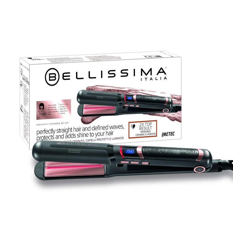 Bellissima Creativity Infrared Hair Straightener | Ceramic & Keratin Technology for Sleek Frizz-Free Shine |130°C-230°C Adjustable Temperatures | Fast Heat Up | Digital Display