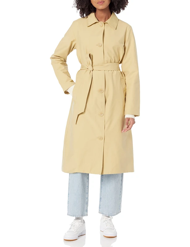 Amazon Essentials Women's Relaxed-Fit Water-Repellent Trench Coat (Available in Plus Size) (Previously Amazon Aware), Light Mustard Yellow, 4XL Plus