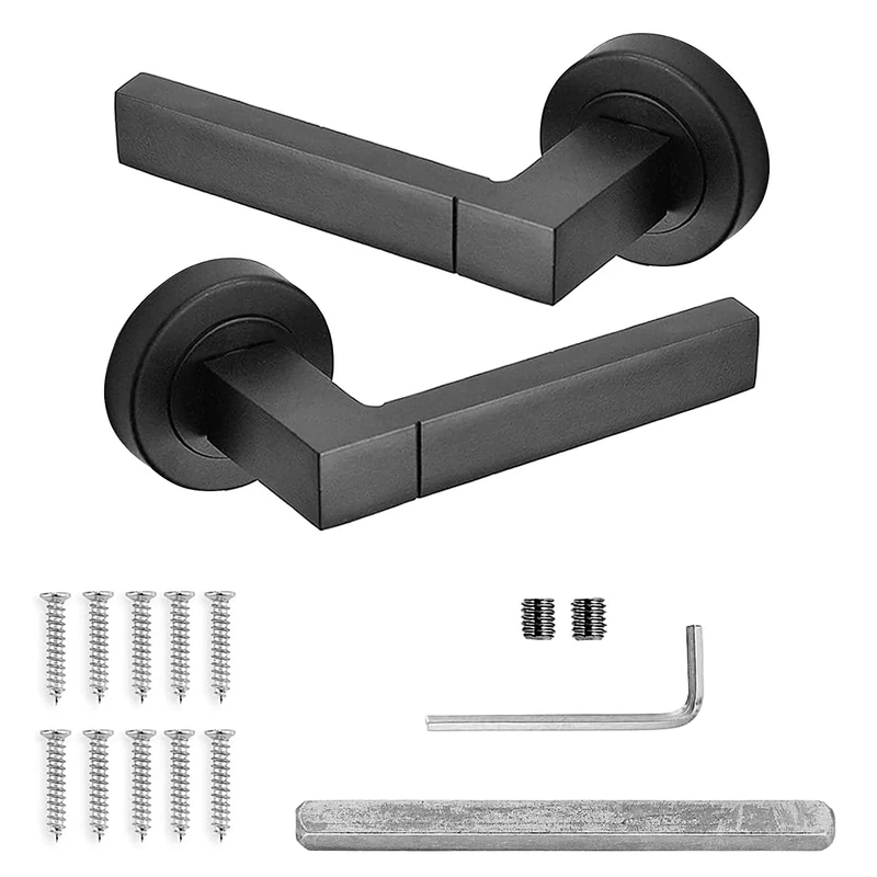 Decoranddecor Lumina Black Internal Door Handles – Aluminium Handle Sets for Wooden Interior Doors – Sleek Modern Design for Homes and Offices