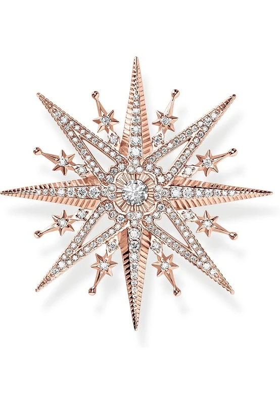 Thomas Sabo Ladies 925 Sterling Silver Rose Gold Plated White CZ Star Brooch Pin 46x46mm X0281-578-14, H: ca. 46mm / B: ca. 46mm, Sterling Silver, Cubic Zirconia - Image 1
