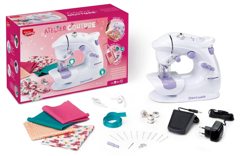Maped - Atelier Couture - Sewing Machine with 4 Trendy Designs to Create - Complete Kit for Beginners, with Safety System - from 8 Years