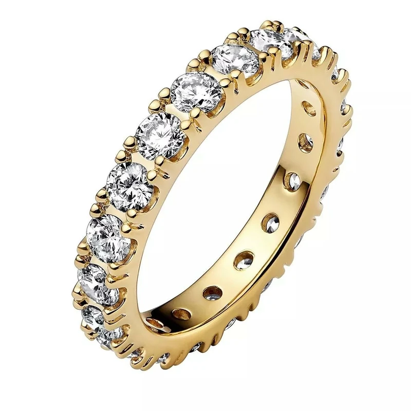 Pandora Timeless 14k Gold-plated Sparkling Row Eternity Ring with clear cubic zirconia, 60