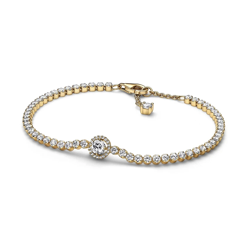 Pandora Timeless 14k Gold-plated bracelet with clear cubic zirconia, 16
