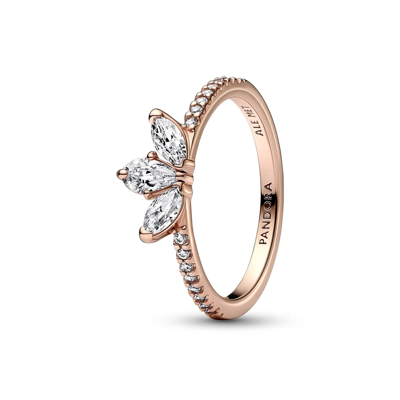 Pandora Timeless Herbarium cluster 14k rose gold-plated ring with clear cubic zirconia, 56