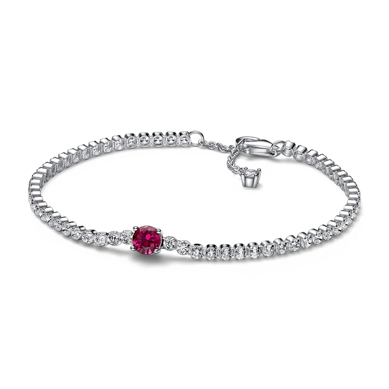 Pandora Timeless Sterling silver bracelet with cherries jubilee red crystal and clear cubic zirconia, 20