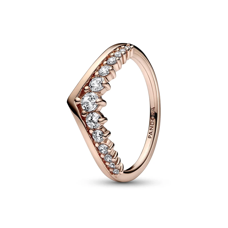 Pandora Timeless Timeless Wish Floating Pavé 14k rose gold-plated ring with clear cubic zirconia, 54