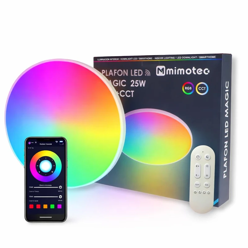 M Ledme - Dimmable LED Ceiling Light 72 W, 510 mm, RGB+CCT Colour Changing Music Light, with Speaker, Bluetooth, Remote Control and app, Suitable for Bathroom, Bedroom, LM6620