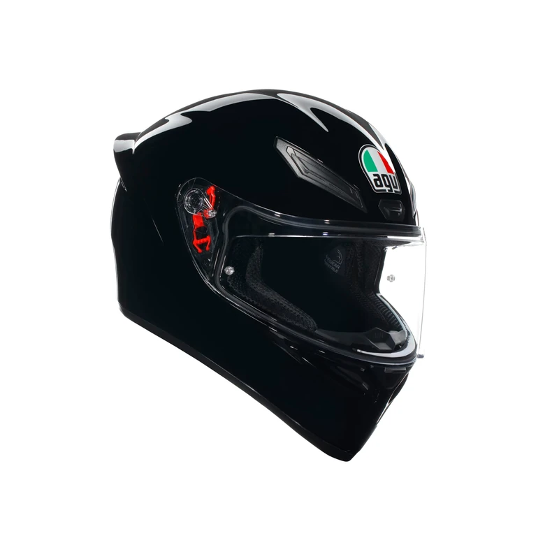 AGV - Helmet K1 S E2206, Full-face Motorbike Helmet, ECE, for Men, Racing Style with Spoiler, Air Intakes and Scratch Resistant Visor, 190° Field of View, with Intercom Ready, Black