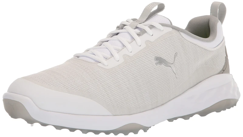 PUMA Golf Men's Fusion Pro Golf Shoe, Puma White-puma Silver-high Rise, 12