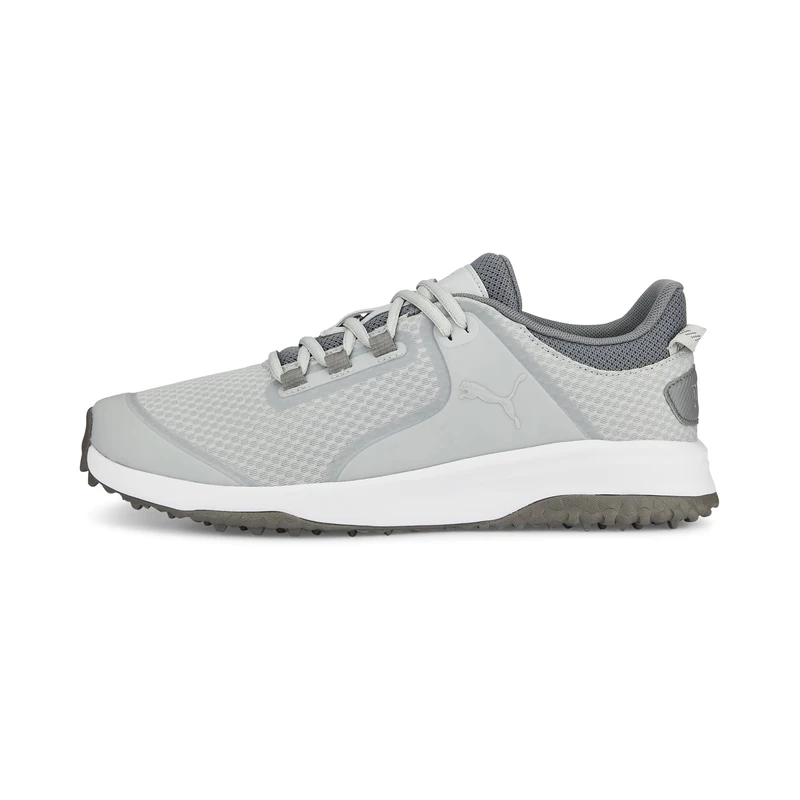 PUMA Golf Men's Fusion Grip Extra Wide Golf Shoe, Flat Light Gray Silver/Quiet Shade, 11.5