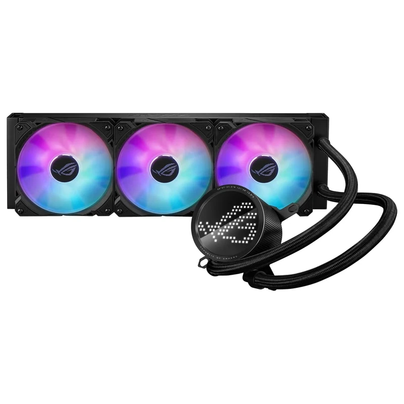 ASUS ROG Ryuo III 240 all-in-one CPU liquid cooler with Asetek 8th gen pump, compatible with Intel LGA 1700/1200/ 115x & AMD AM5/ AM4, Anime Matrix LED Display and ROG ARGB cooling fans, black