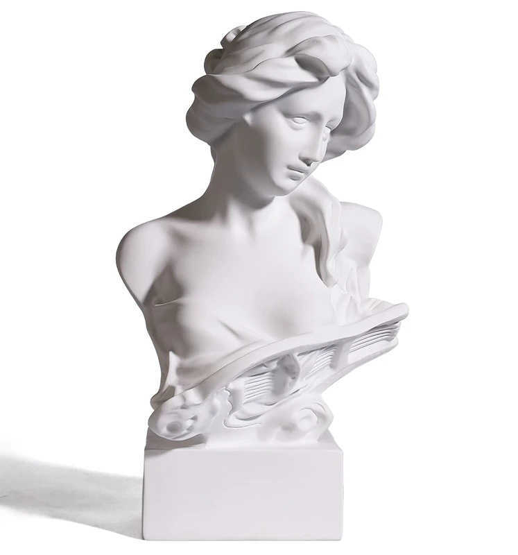 YUEOECOR Greek Statue of Musical Goddess, Classic Roman Head Bust Greek Mythology Sculpture Living Room Home Art Décor