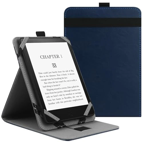 VOVIPO Universal Protective Case for 6" 6.8" 7" eReaders, Folio Stand Cover with Handstrap Compatible with Kobo/Tolino/Pocketook/Sony/paperwhite 6/6.8/7 inch ebook reader-Navy