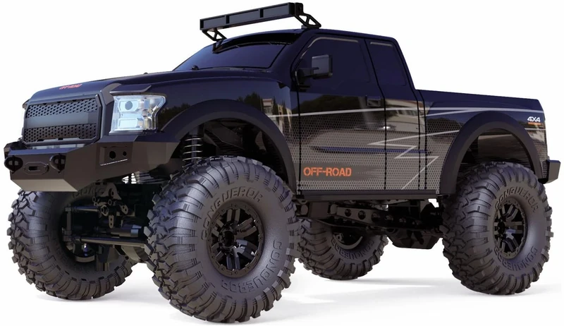 Amewi Dirt Climbing Pickup Brushed 1:10 RC Model Car Electric Crawler 4WD RTR 2.4 GHz, Black