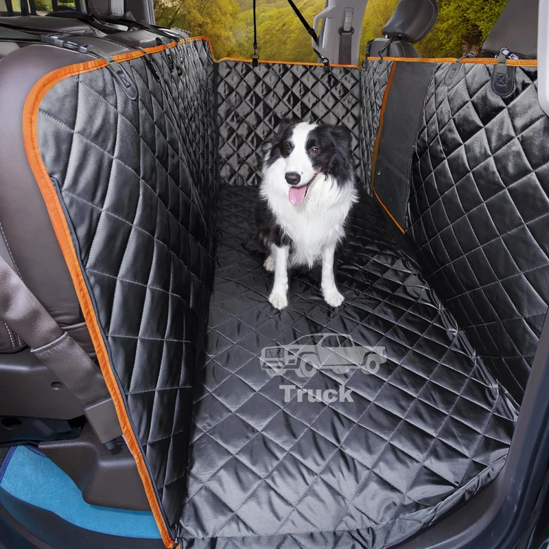 iBuddy Dog Hammock for Truck with Flip Up Rear Seats Crew Cab Truck Floor Dog Seat Cover Protects Vehicle from Hair, Scratches and Dirt, Back Seat Cover Fits Ford F150 F250, Chevy Silverado & RAM