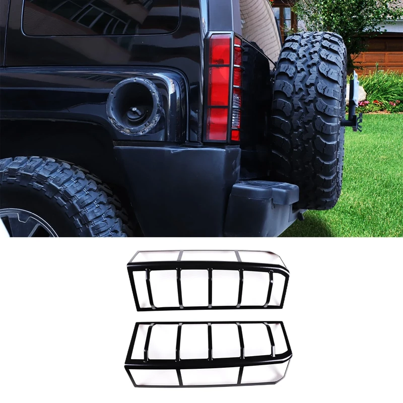 PIUGILH Carbon Steel Rear Tail Light Guards Cover Protector Fit Hummer H3 2005-2009 Accessories,Tail Light Protector,1 Pair