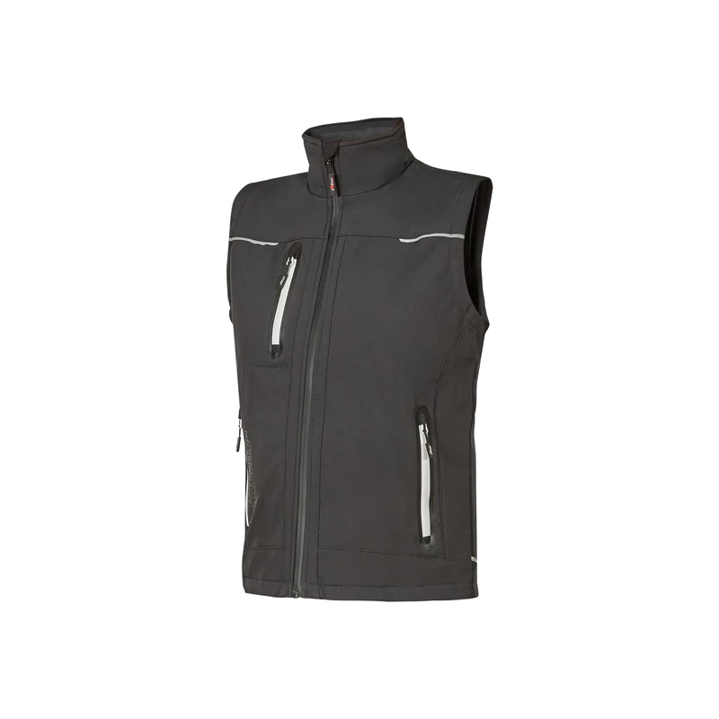 U-Power UNIVERSE, Sleeveless Jacket, Softshell Vest, with Microfleece Lining, Water-resistant, Windproof, Breathable Fabric, Full Zip, Multi-Pockets (Asphalt Grey M) - Image 1