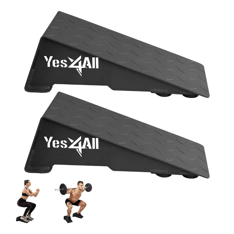 Yes4All Steel Squat Wedge Block for Heel Elevated Squat with Anti-Slip Texture & 6 Rubber Bumper, Use as Slant Board for Squat, Calf Raise & Stretch, Weightlifting, Yoga & Resistance Band Exercises