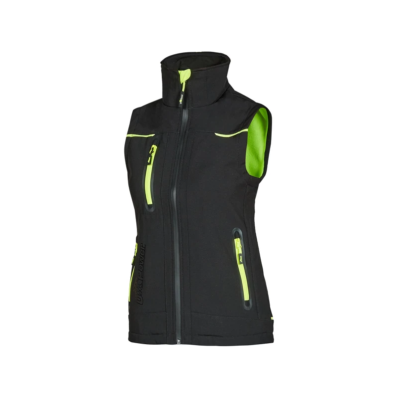 U-Power FU260BC Universe Lady Model Softshell Vest with U-Tex Membrane, 96% Polyester/4% Elastane, Black Carbon, S Size