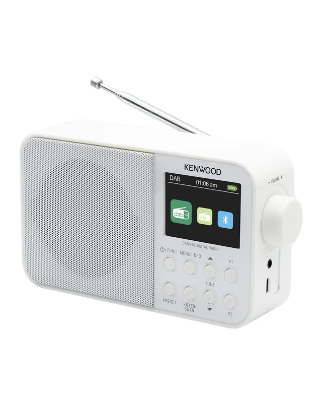 Kenwood CR-M30DAB-W Portable DAB+ Radio with Bluetooth, Built-in Battery & 6.1 cm Colour Display, White