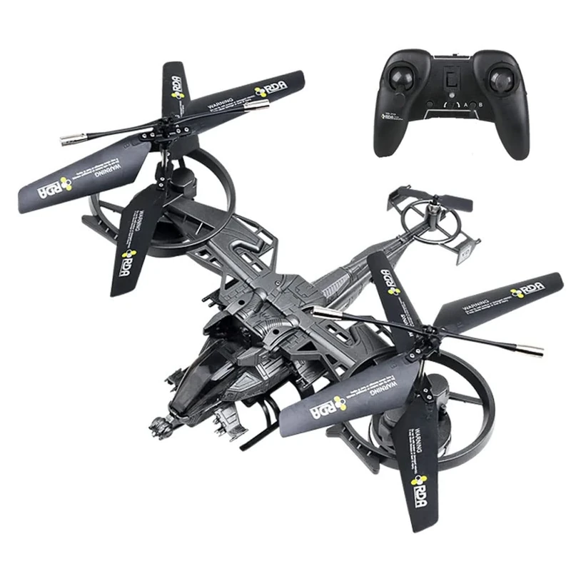 HEBXMF RC Aircraft 4CH Military RC Airplane LED Light RC Fighter Import Gyroscope Remote Helicopter 2.4G Anti-fall Material RC Plane RTF Adult Adolescent RC Toys