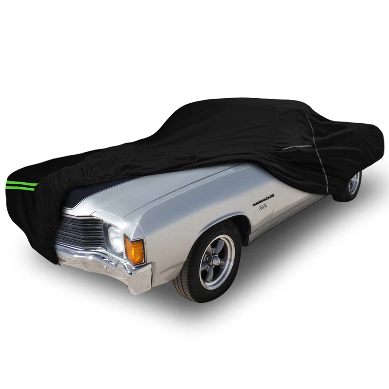 Waterproof Car Cover Replace for Chevrolet El Camino 1968-1972 300D All Weather Classic Car Covers with Zipper Door Reflective Strips Lock for Snow Rain Dust