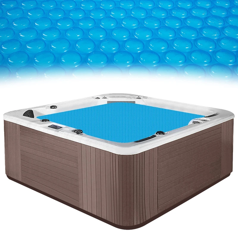 MADHOLLY Spa and Hot Tub Cover - 7 × 7 FT Square Hot Tub Insulation Blanket - 16-mil Thick Thermal Blanket - Blue