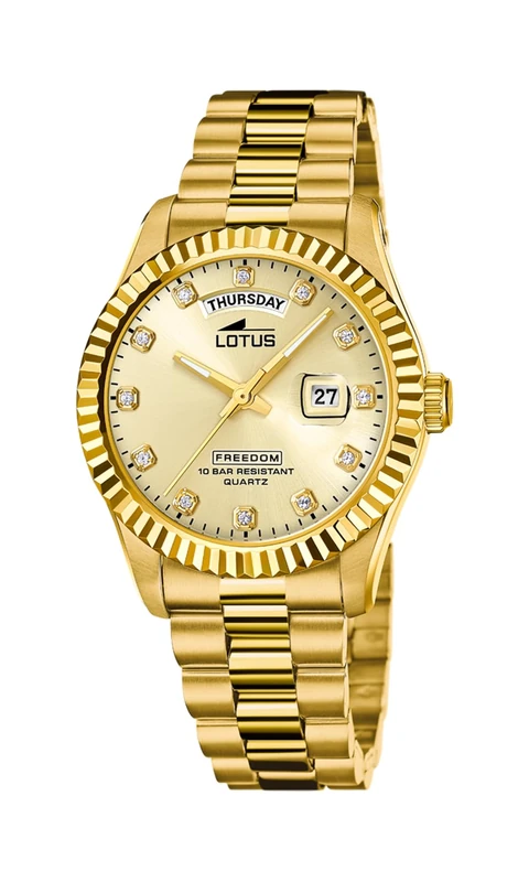 Lotus 18857/5 Men's Watch Stainless Steel Gold 41.5 mm Water Resistance 10 Bar, Gold, Classic
