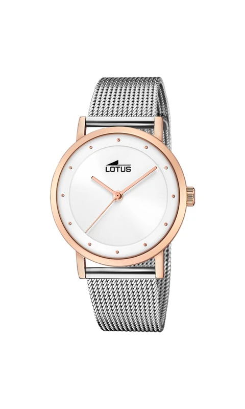 Lotus 18879/1 Women's Analogue Quartz Watch with Stainless Steel Strap, Silver/Rose Gold., Bracelet