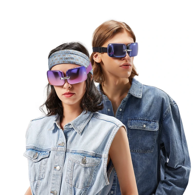 Hi5 E-10 Foldable Mini Wireless USB Eye Massager with Heat &Vibration, Lightweight Portable Travel Therapy, 1set(2pcs), Pink&Blue