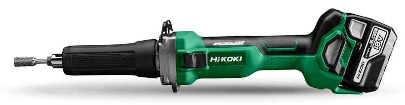 HiKOKI Battery Straight Grinder GP18DA (18 V (2 x 5.0 Ah) Li-ion Battery, Brushless Motor, Collet Diameter: 6 mm, Grinding Pins Diameter Max. 50 mm, Idle Speed: 7000-29000 min-1) Accessories in