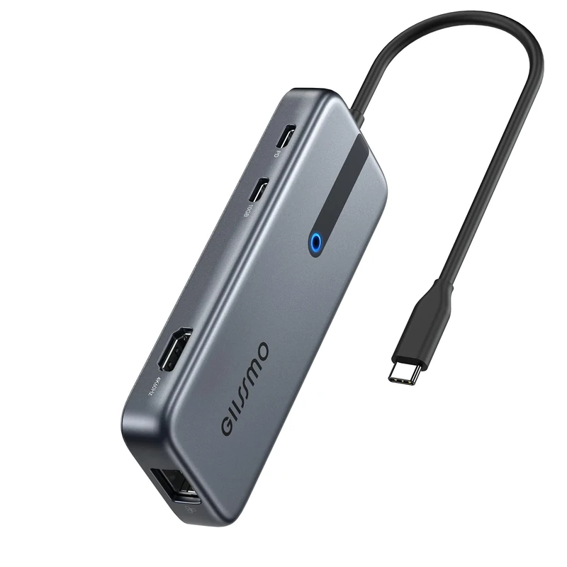 USB C Hub 4K@60Hz, 100W PD, Ethernet RJ45, 10Gbps USB-C/A 3.2Gen 2, MicroSD & SD Card Reader, 2 USB 3.0, 9-in-1 GIISSMO USB C Hub Compatible with MacBook M1 M2, HP Dell Lenovo laptops and more