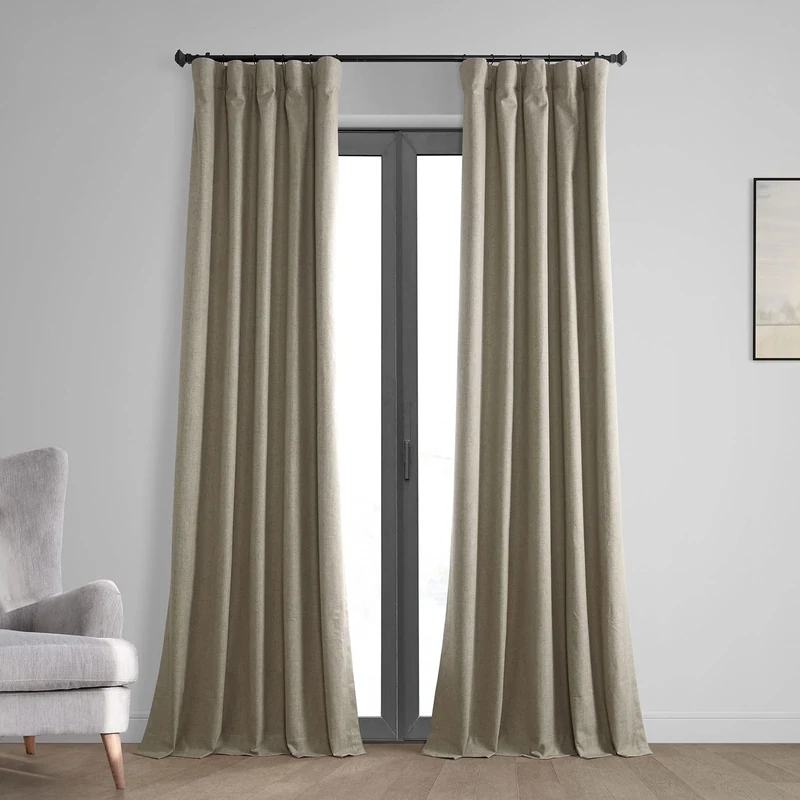 HPD Half Price Drapes Vintage Blackout Curtains for Bedroom & Living Room 50 X 120 Thermal Cross Linen Weave, FLCW-CBO2204-120 (1 Panel) Warm Taupe