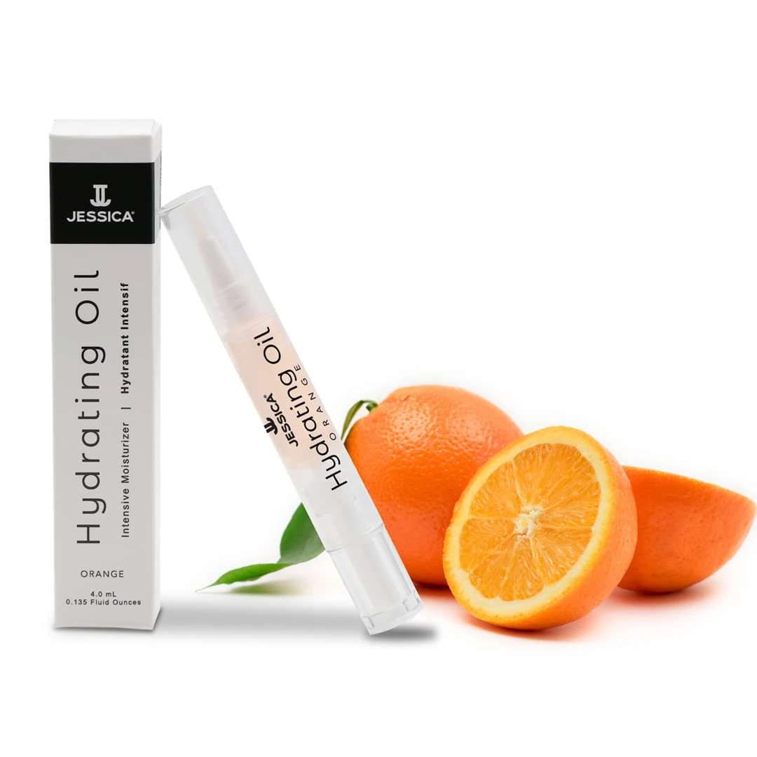 JESSICA Cuticle Oil Pen, Hydrating Nail Strengthener and Repair Treatment, Nourishes, Softens, with Brush Applicator, Natural Ingredients with Jojoba, Orange Scent