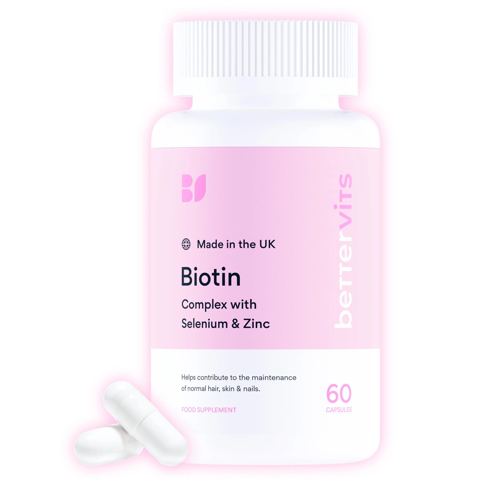 Bettervits Biotin Growth Complex with Selenium & Zinc | Biotin Hair Growth Vitamins - 12,000 mcg | Hair Vitamins for Women and Men - Supports Skin and Nails - 60 Tablets