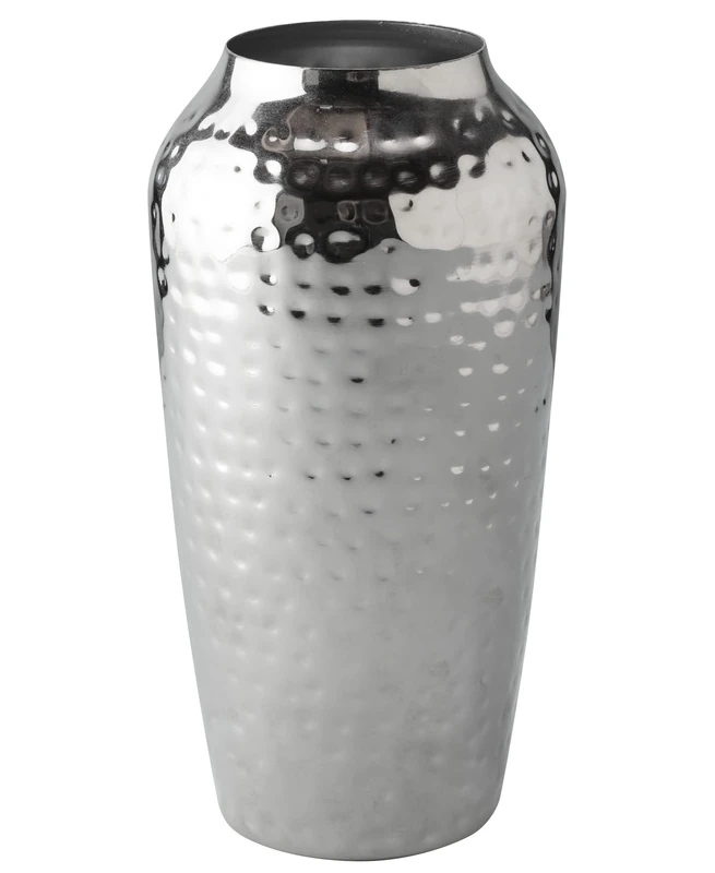 Decorative Hand Hammered Artisan Vase |Design Flower Vase | Living Room Décor | Modern Home | Table Centerpiece | Stylish Gift Box | Silver