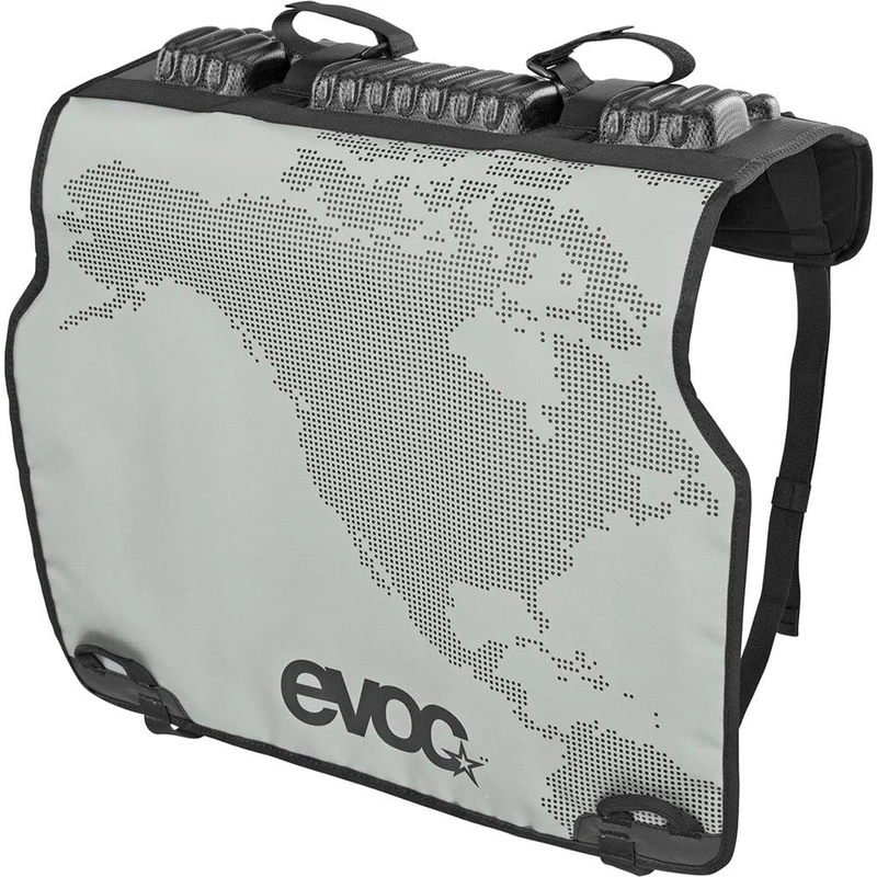 EVOC TAILGATE PAD DUO for bike transport in the pickup (bike carrier without trailer coupling, fixation of 2 bikes, access to tailgate lever, bike & tailgate protection), stone grey
