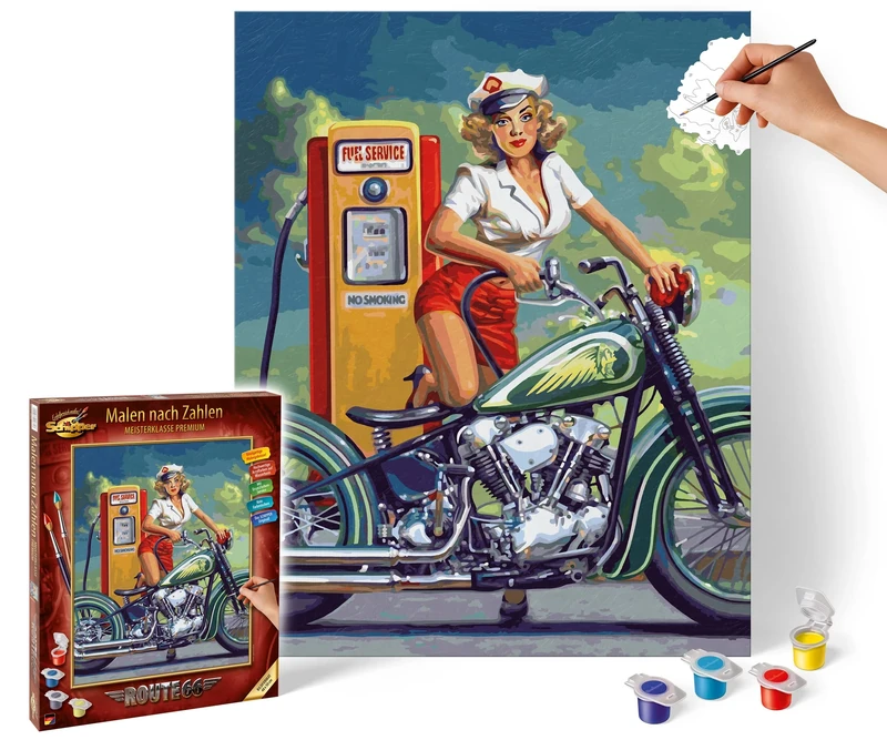 Schipper 609130875 Paint by Numbers - Route 66 - Painting Pictures for Adults, Includes Brush and Acrylic Paints, 40 x 50 cm
