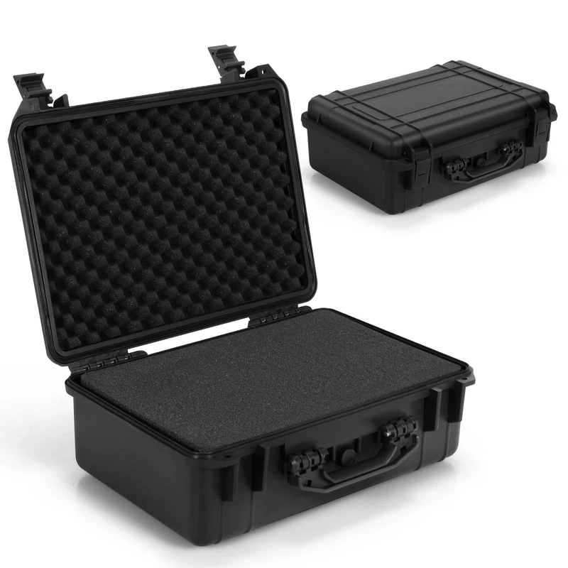 GiantexUK Waterproof Hard Case, Protective Camera Case with Customized Foam, Portable Outdoor Tool Box for Electronics, Drones,Cameras and Firearms(Black, 56x44x22cm)
