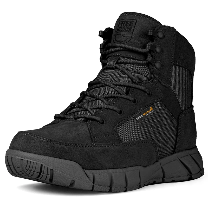 FREE SOLDIER Men's Tactical Boots 6" inch Summer Lightweight Breathable Desert Boots with Thin Durable Fabric(Black,UK10) - Image 1