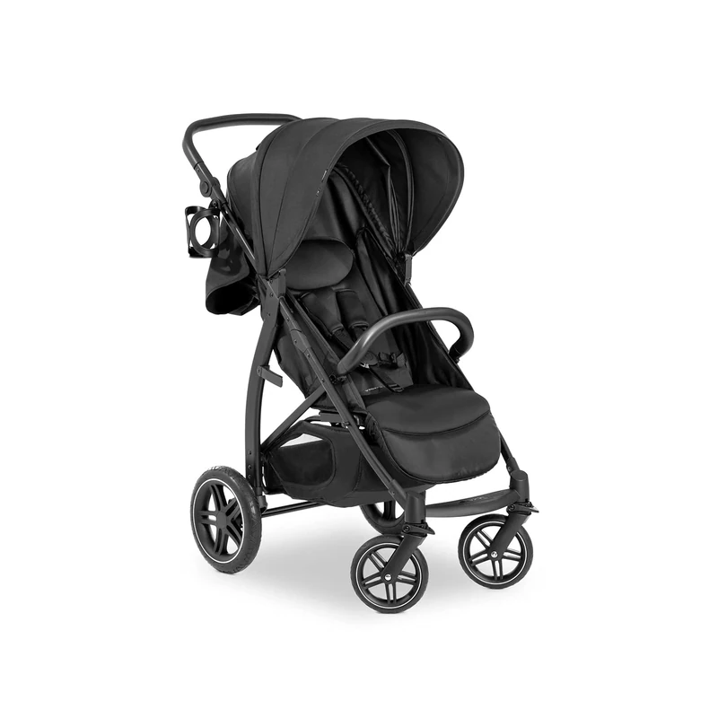 hauck Rapid 4D, Black - Pushchair with Rubber Wheels, Raincover & Cup Holder, Compact One-Hand Folding, Height-Adjustable, Fully Reclining from Birth up to 22 kg, UPF 50+