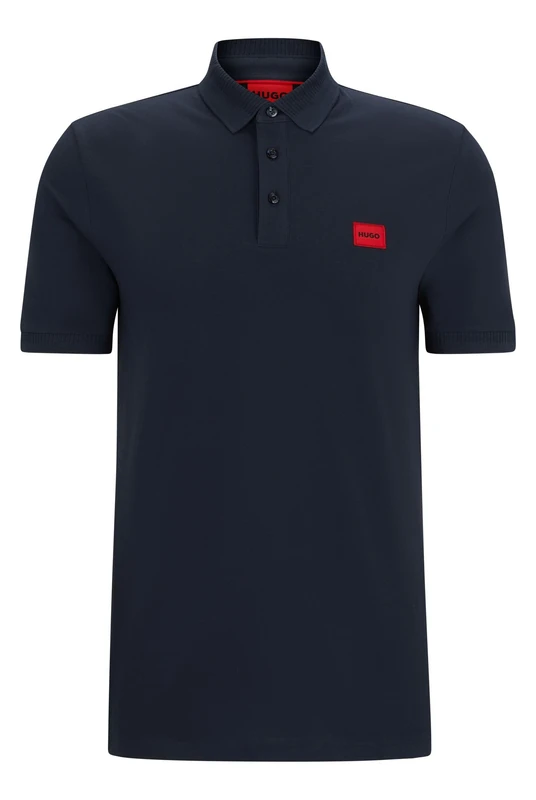 HUGO Mens Dereso232 Logo-Label Slim-fit Polo Shirt in Cotton piqué