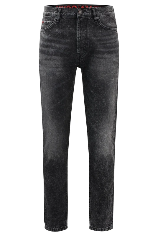 HUGO Mens 634 Tapered-fit Jeans in Black Rigid Denim