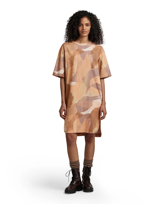 G-Star Women's Boxy U Tee Allover Dress , Multicolour (amphora watercolor camo D22841-C338-D975), S