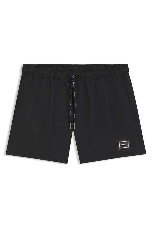 HUGO Mens DODO Framed-Logo Swim Shorts in Recycled Material Black