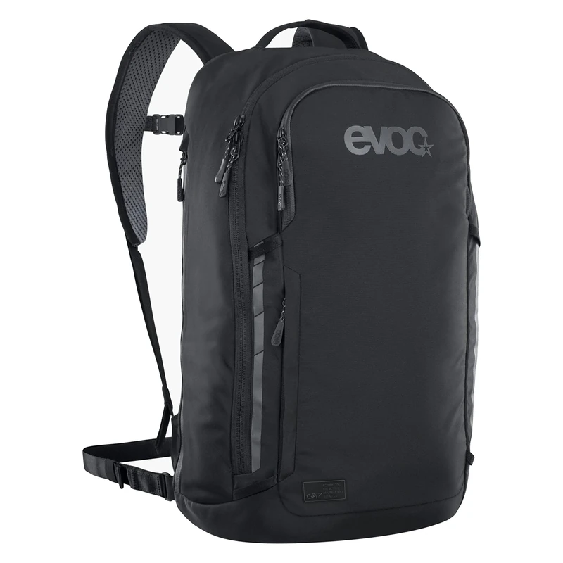 EVOC COMMUTE 22 backpack (bike backpack, incl. ventilation system, laptop compartment, reflective print, weight: 860 g, dimensions: 17 x 28 x 52 cm, volume: 22 l), black - Image 1