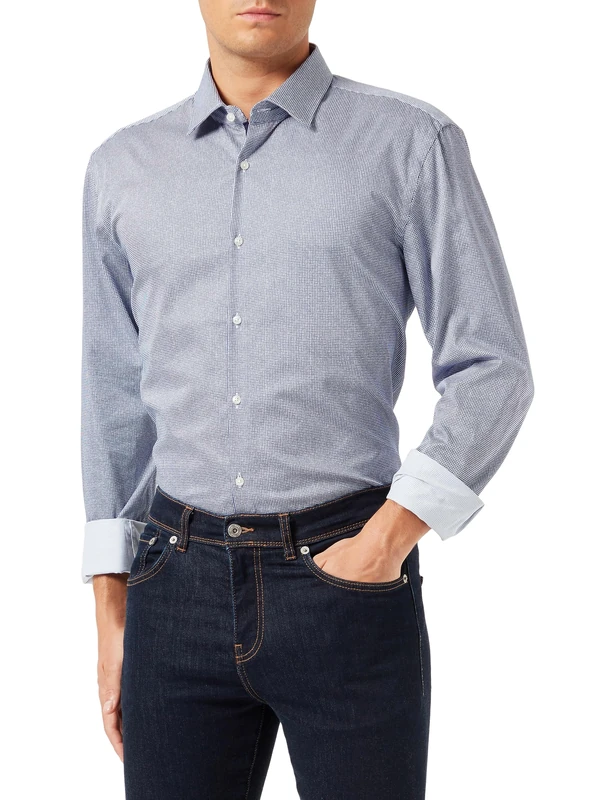 HUGO Men's Koey Shirt, Navy, 44 - Image 1