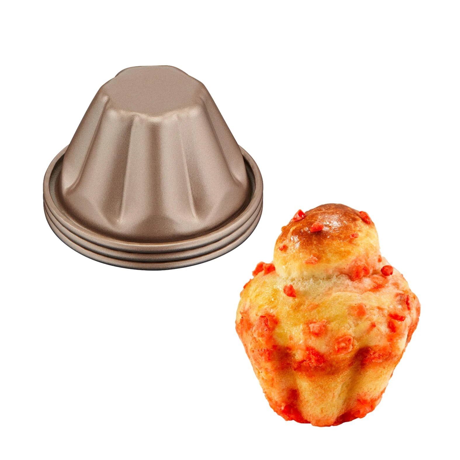 Tefal Set of 3 DIY Bun Moulds, Non-Stick Coating, Easy Release, Removable and Stackable, Easy Storage, Bread Tin, Creabake J3089304