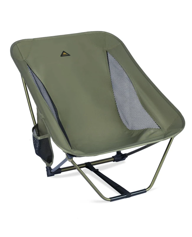 iClimb Low Ultralight Compact Camping Folding Chair with Side Pocket and Carry Bag (Green)