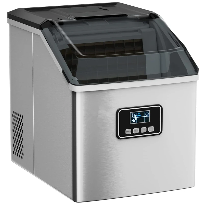GiantexUK Stainless Steel Ice Maker, 22kg/24H Countertop Ice Machine with Removable Scoop and Basket, Automatic Self-Cleaning Ice Cube Making Machine for Home Office & Bar